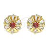 Gold Filled Ring — Stud Earring Flower and Baguette Design with Garnet — alternate product view — SKU 144956 | Oro Laminado anillo — Stud Earring flor and Baguette diseño with Garnet — SKU 144956