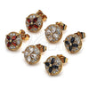 Gold Filled Ring — Stud Earring Flower Design with Garnet and White — alternate product view — SKU 144959 | Oro Laminado anillo — Stud Earring flor diseño with Garnet and blanco — SKU 144959