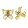 Gold Filled Ring — Stud Earring Butterfly Design with Amethyst and White — alternate product view — SKU 144963 | Oro Laminado anillo — Stud Earring Butterfly diseño with Amethyst and blanco — SKU 144963
