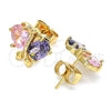 Oro Laminado Stud Earring, Gold Filled Style Butterfly Design, with Amethyst and Pink Cubic Zirconia, Polished, Golden Finish, 02.387.0019.4