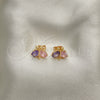 Gold Filled Ring — Stud Earring Butterfly Design with Amethyst and Pink — alternate product view — SKU 144964 | Oro Laminado anillo — Stud Earring Butterfly diseño with Amethyst and Pink — SKU 144964