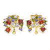 Oro Laminado Stud Earring, Gold Filled Style Tree Design, with Multicolor Cubic Zirconia, Polished, Golden Finish, 02.387.0037