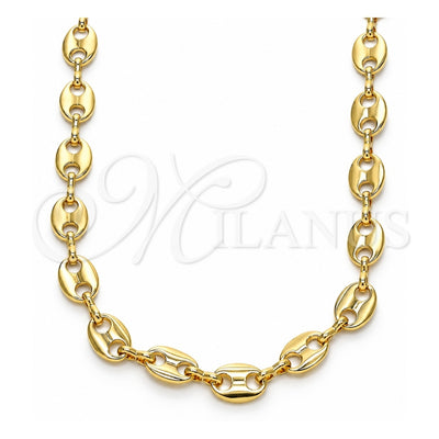 Oro Laminado Basic Necklace, Gold Filled Style Puff Mariner Design, Polished, Golden Finish, 04.326.0002.22 (08 MM Thickness, 22 Inches Length)