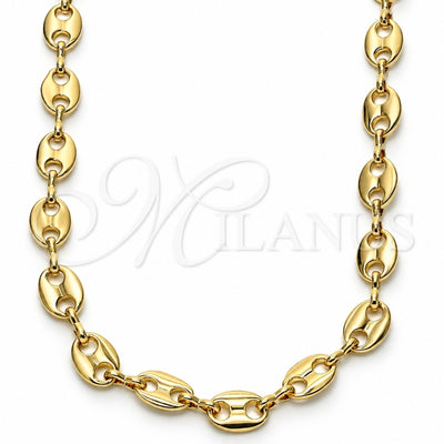 Oro Laminado Basic Necklace, Gold Filled Style Puff Mariner Design, Polished, Golden Finish, 04.326.0002.30 (08 MM Thickness, 30 Inches Length)