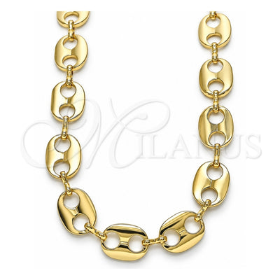 Oro Laminado Basic Necklace, Gold Filled Style Puff Mariner Design, Polished, Golden Finish, 04.326.0003.30 (10 MM Thickness, 30 Inches Length)