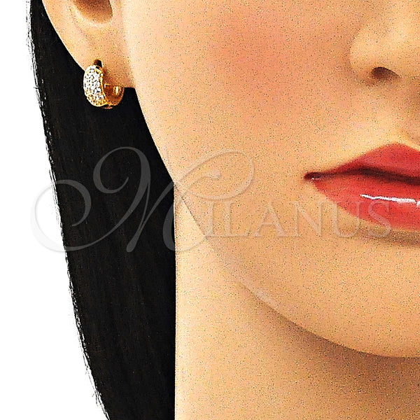 Gold Filled Hoop Earrings — Huggie Hoop with White Micro Pave Polished 02. — alternate product view — SKU 144978 | Oro Laminado aretes de aro — Huggie Hoop with blanco Micro Pave pulido 02. — SKU 144978