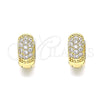 Oro Laminado Huggie Hoop, Gold Filled Style with White Micro Pave, Polished, Golden Finish, 02.195.0130.12