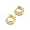 Oro Laminado Huggie Hoop, Gold Filled Style with White Micro Pave, Polished, Golden Finish, 02.195.0130.12