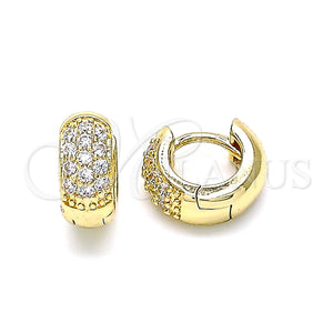 Gold Filled Hoop Earrings — Huggie Hoop with White Micro Pave Polished 02. — main product view — SKU 144978 | Oro Laminado aretes de aro — Huggie Hoop with blanco Micro Pave pulido 02. — SKU 144978