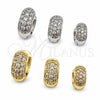 Oro Laminado Huggie Hoop, Gold Filled Style with White Micro Pave, Polished, Golden Finish, 02.195.0130.12