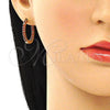 Oro Laminado Huggie Hoop, Gold Filled Style with Garnet Cubic Zirconia, Polished, Golden Finish, 02.210.0625.20