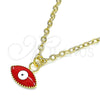 Oro Laminado Fancy Pendant, Gold Filled Style Evil Eye Design, Red Enamel Finish, Golden Finish, 05.341.0047.1