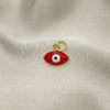 Oro Laminado Fancy Pendant, Gold Filled Style Evil Eye Design, Red Enamel Finish, Golden Finish, 05.341.0047.1