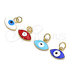 Oro Laminado Fancy Pendant, Gold Filled Style Evil Eye Design, Red Enamel Finish, Golden Finish, 05.341.0047.1