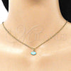 Oro Laminado Fancy Pendant, Gold Filled Style Evil Eye Design, Azul claro Enamel Finish, Golden Finish, 05.341.0047.2