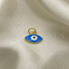 Oro Laminado Fancy Pendant, Gold Filled Style Evil Eye Design, Azul claro Enamel Finish, Golden Finish, 05.341.0047.2