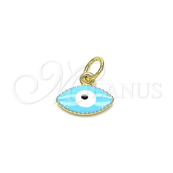 Gold Filled Pendant — Fancy Pendant Evil Eye Design Azul claro Enamel — main product view — SKU 145000 | Oro Laminado dije — elegante Pendant Evil Eye diseño Azul claro Enamel — SKU 145000