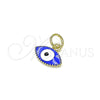 Oro Laminado Fancy Pendant, Gold Filled Style Evil Eye Design, Blue Enamel Finish, Golden Finish, 05.341.0047.3