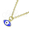 Oro Laminado Fancy Pendant, Gold Filled Style Evil Eye Design, Blue Enamel Finish, Golden Finish, 05.341.0047.3