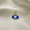 Oro Laminado Fancy Pendant, Gold Filled Style Evil Eye Design, Blue Enamel Finish, Golden Finish, 05.341.0047.3