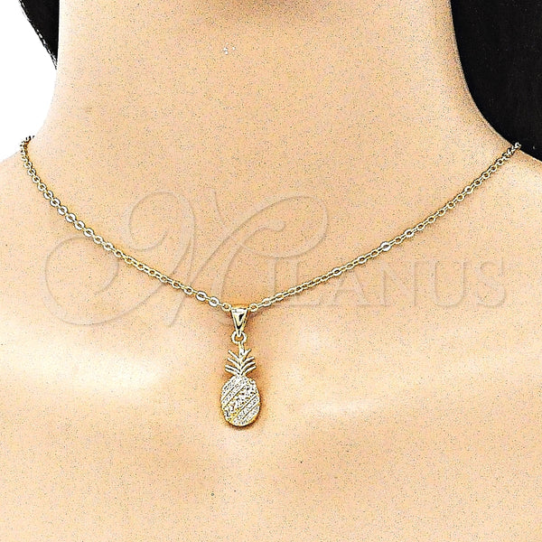 Gold Filled Pendant — Fancy Pendant Pineapple Design with White Micro Pave — alternate product view — SKU 145008 | Oro Laminado dije — elegante Pendant Pineapple diseño with blanco Micro Pave — SKU 145008