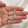 Oro Laminado Fancy Pendant, Gold Filled Style Pineapple Design, with White Micro Pave and White Cubic Zirconia, Polished, Golden Finish, 05.342.0005