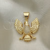 Gold Filled Pendant — Fancy Pendant Eagle Design with White Micro Pave — alternate product view — SKU 145011 | Oro Laminado dije — elegante Pendant Eagle diseño with blanco Micro Pave — SKU 145011