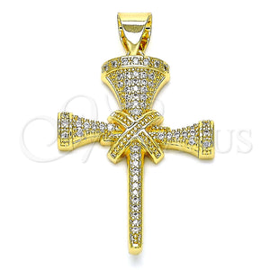 Gold Filled Pendant — Religious Pendant Cross Design with White Micro Pave — main product view — SKU 145017 | Oro Laminado dije — Religious Pendant cruz diseño with blanco Micro Pave — SKU 145017