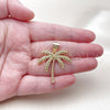Oro Laminado Fancy Pendant, Gold Filled Style Palm Tree Design, with White Micro Pave, Polished, Golden Finish, 05.342.0012