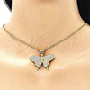 Oro Laminado Fancy Pendant, Gold Filled Style Butterfly Design, with White Micro Pave, Polished, Golden Finish, 05.342.0014