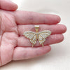 Oro Laminado Fancy Pendant, Gold Filled Style Butterfly Design, with White Micro Pave, Polished, Golden Finish, 05.342.0014