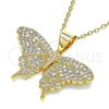 Oro Laminado Fancy Pendant, Gold Filled Style Butterfly Design, with White Micro Pave, Polished, Golden Finish, 05.342.0014