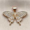 Oro Laminado Fancy Pendant, Gold Filled Style Butterfly Design, with White Micro Pave, Polished, Golden Finish, 05.342.0014