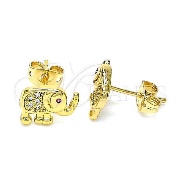 Gold Filled Ring — Stud Earring Elephant Design with White and Ruby — alternate product view — SKU 145022 | Oro Laminado anillo — Stud Earring Elephant diseño with blanco and Ruby — SKU 145022