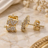 Oro Laminado Stud Earring, Gold Filled Style Dog Design, with White Micro Pave, Polished, Golden Finish, 02.342.0116