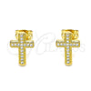 Gold Filled Ring — Stud Earring Cross Design with White Micro Pave — alternate product view — SKU 145024 | Oro Laminado anillo — Stud Earring cruz diseño with blanco Micro Pave — SKU 145024