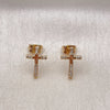 Oro Laminado Stud Earring, Gold Filled Style Cross Design, with White Micro Pave, Polished, Golden Finish, 02.342.0119