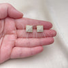 Oro Laminado Stud Earring, Gold Filled Style with White Cubic Zirconia, Polished, Golden Finish, 02.342.0121