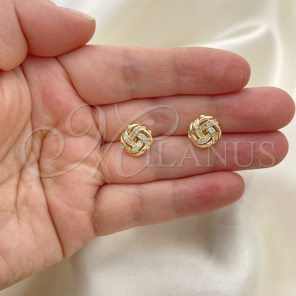 Gold Filled Ring — Stud Earring Love Knot Design with White Micro — alternate product view — SKU 145030 | Oro Laminado anillo — Stud Earring Love Knot diseño with blanco Micro — SKU 145030