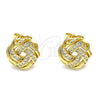 Gold Filled Ring — Stud Earring Love Knot Design with White Micro — alternate product view — SKU 145030 | Oro Laminado anillo — Stud Earring Love Knot diseño with blanco Micro — SKU 145030