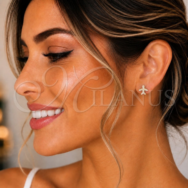 Gold Filled Ring — Stud Earring with White Micro Pave Polished 02. — alternate product view — SKU 145031 | Oro Laminado anillo — Stud Earring with blanco Micro Pave pulido 02. — SKU 145031