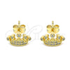 Gold Filled Ring — Stud Earring Crown Design with White Micro Pave — alternate product view — SKU 145033 | Oro Laminado anillo — Stud Earring Crown diseño with blanco Micro Pave — SKU 145033