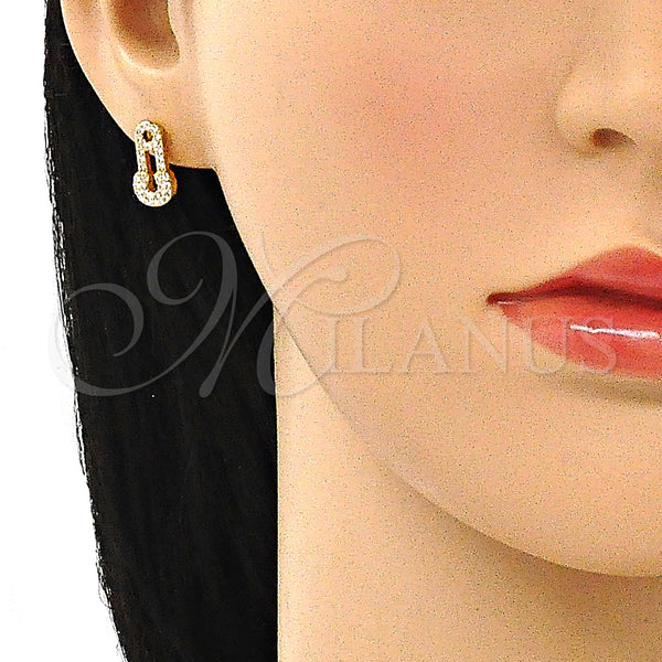Gold Filled Ring — Stud Earring Paperclip Design with White Micro Pave — alternate product view — SKU 145034 | Oro Laminado anillo — Stud Earring Paperclip diseño with blanco Micro Pave — SKU 145034