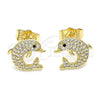 Gold Filled Ring — Stud Earring Dolphin Design with White and Black — alternate product view — SKU 145039 | Oro Laminado anillo — Stud Earring Dolphin diseño with blanco and negro — SKU 145039