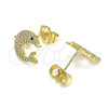 Gold Filled Ring — Stud Earring Dolphin Design with White and Black — alternate product view — SKU 145039 | Oro Laminado anillo — Stud Earring Dolphin diseño with blanco and negro — SKU 145039