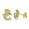 Gold Filled Ring — Stud Earring Dolphin Design with White and Black — alternate product view — SKU 145039 | Oro Laminado anillo — Stud Earring Dolphin diseño with blanco and negro — SKU 145039