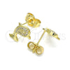 Gold Filled Ring — Stud Earring Dolphin Design with White Micro Pave — alternate product view — SKU 145041 | Oro Laminado anillo — Stud Earring Dolphin diseño with blanco Micro Pave — SKU 145041