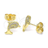 Gold Filled Ring — Stud Earring Dolphin Design with White Micro Pave — alternate product view — SKU 145041 | Oro Laminado anillo — Stud Earring Dolphin diseño with blanco Micro Pave — SKU 145041