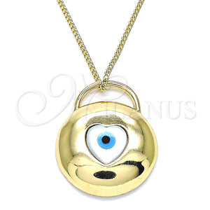 Gold Filled Necklace — Pendant Necklace Evil Eye and Heart Design with — main product view — SKU 145049 | Oro Laminado collar — Pendant Necklace Evil Eye and corazón diseño with — SKU 145049
