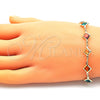 Oro Laminado Fancy Bracelet, Gold Filled Style with Multicolor Crystal, Polished, Golden Finish, 03.386.0017.07 (10 MM Thickness, 7 Inches Length)
